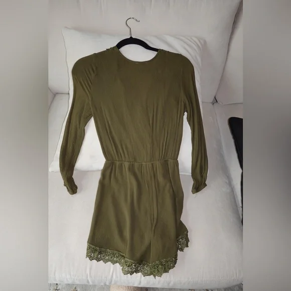 Olive Green Lace Romper - Picture 2 of 2